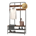 Steel wooden coat rack and shoe cabinet